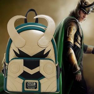NWT Disney Marvel Loki Classic Loungefly Mini Backpack With Free Loki Piggy Bank
